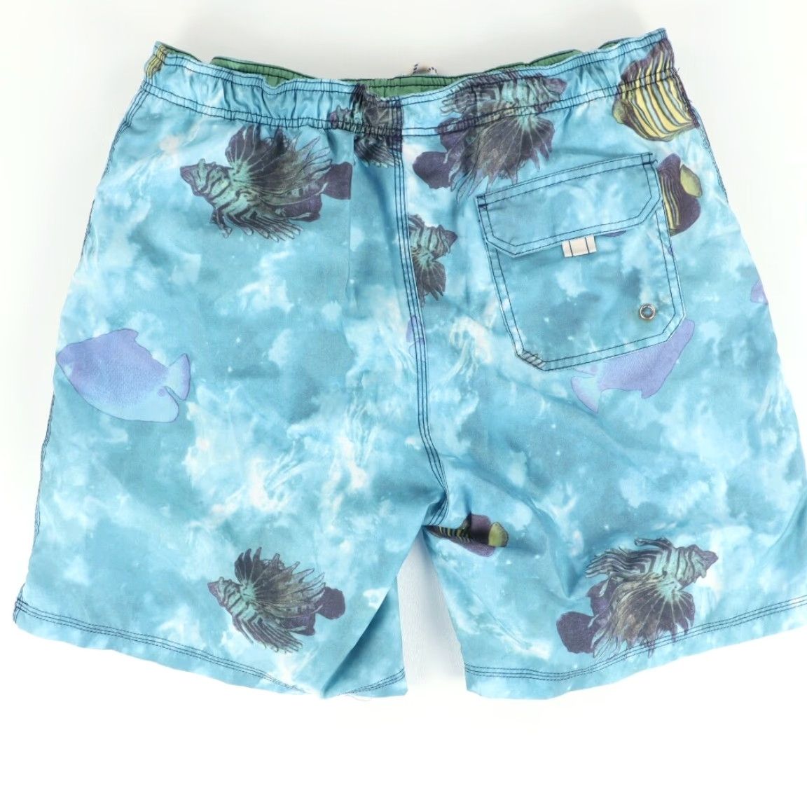 CO Islandia Clothing Co Reef Fish Swimming Shorts Blue All Over Print Men's L Size US 33 - 4 Thumbnail