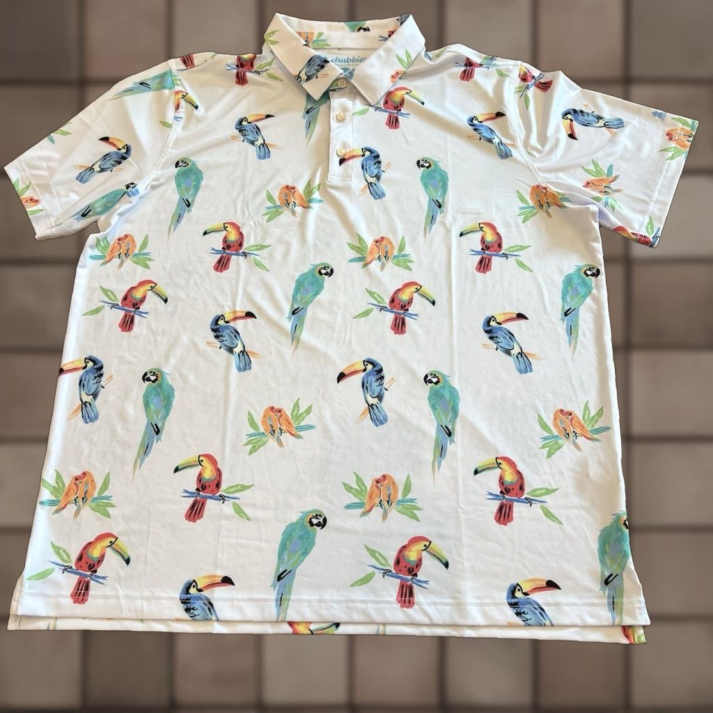 Chubbies Chubbies Polo Shirt Short Sleeve Parrot Graphic Print Hawaiian Tropical Multicolor 2XL Men Mens Size US XXL / EU 58 / 5 - 1 Thumbnail