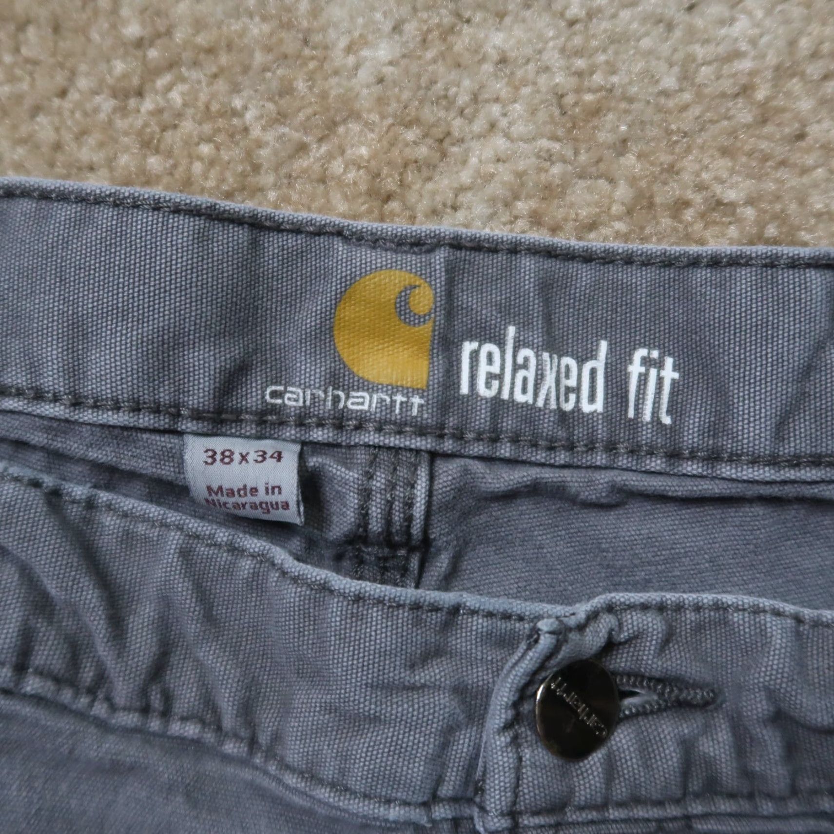 Carhartt VINTAGE Carhartt Relaxed Fit Pants Mens 38x34 Gray Distressed Workwear Straight Leg Size US 38 / EU 54 - 4 Thumbnail