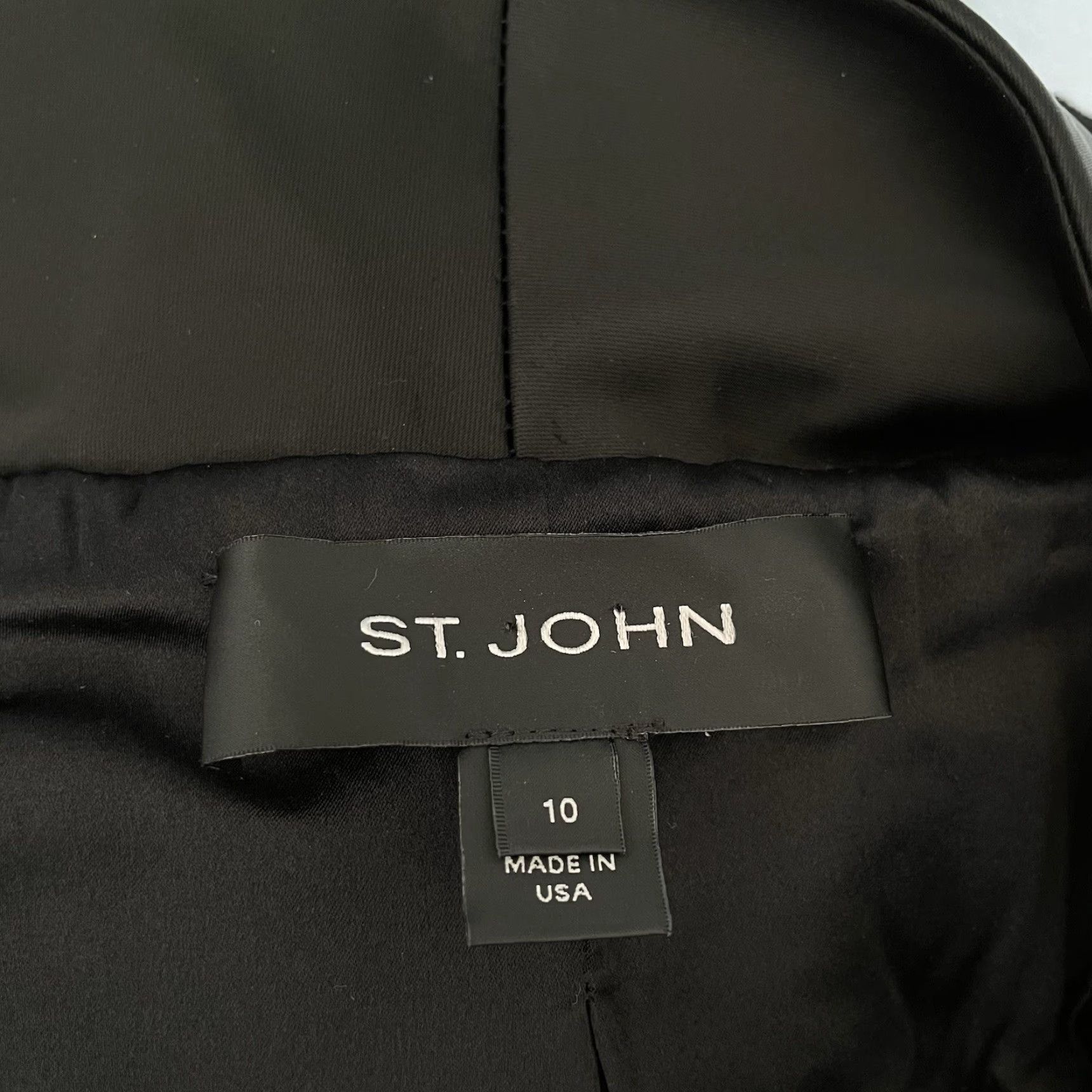 Vintage St John Jacket Black Metallic Tweed Satin Ruffle Collar Size 10 Womens Regular Button Front Pocketed Fashion Coat Opaque Wool Blend Size L / US 10 / IT 46 - 6 Thumbnail