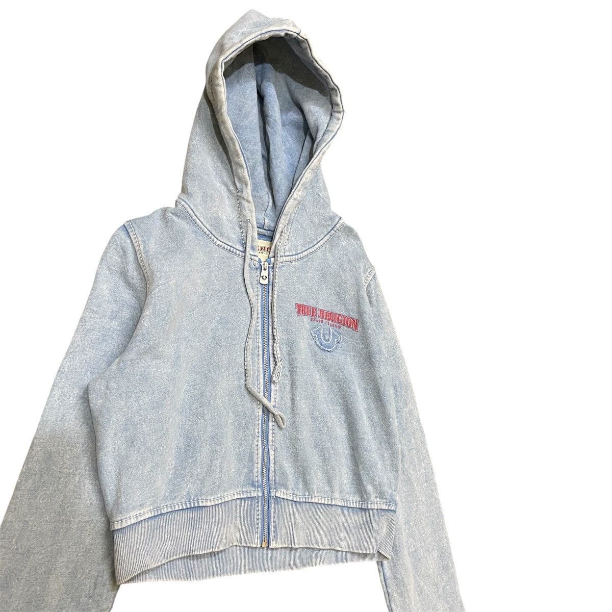 True Religion Y2K True Religion Cropped Hoodie Acid Wash Sweatshirt Size L / US 10 / IT 46 - 2 Thumbnail