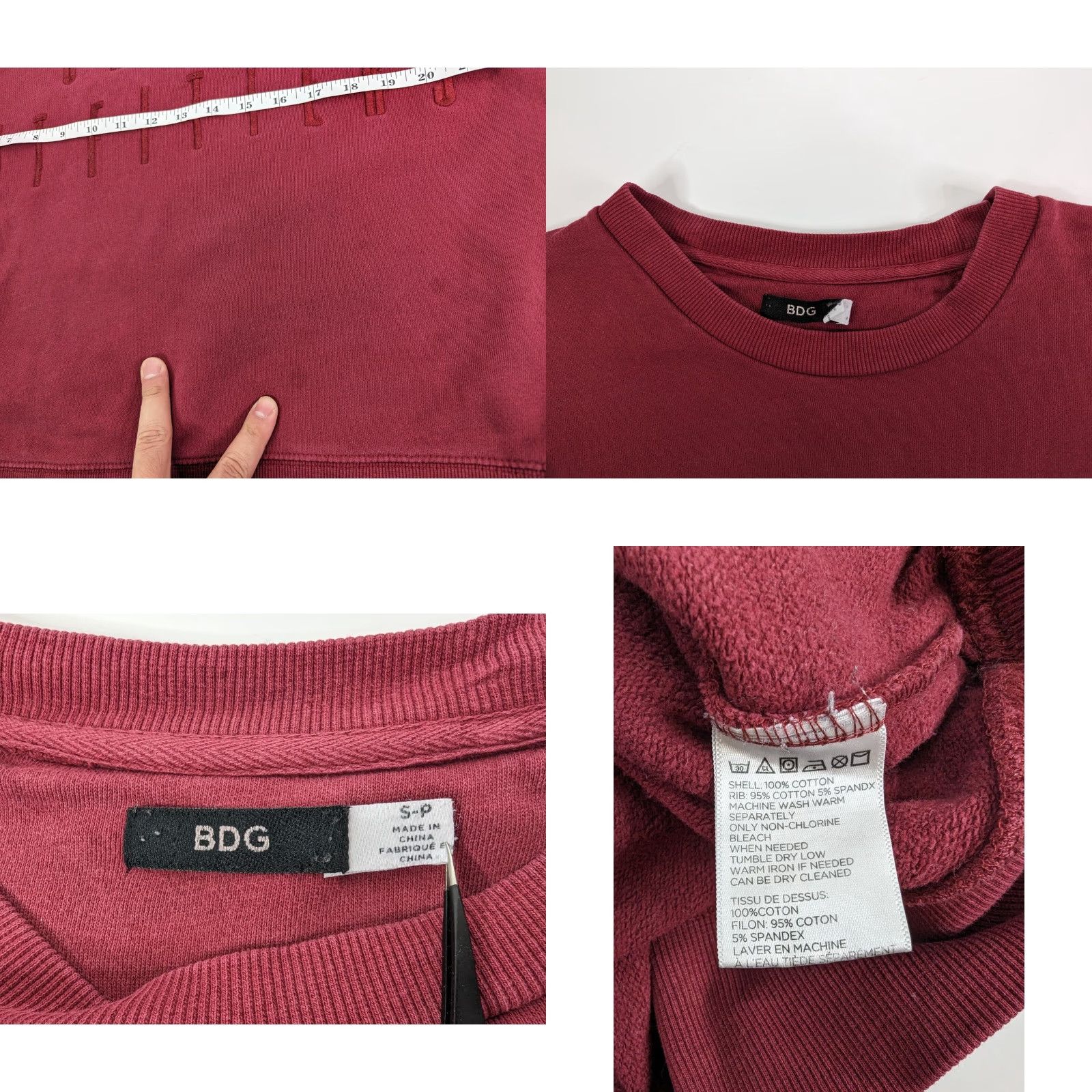 Bdg BDG Urban Outfitters Embroidery Logo Burgundy Sweatshirt Womens Size Small Size S / US 4 / IT 40 - 8 Thumbnail