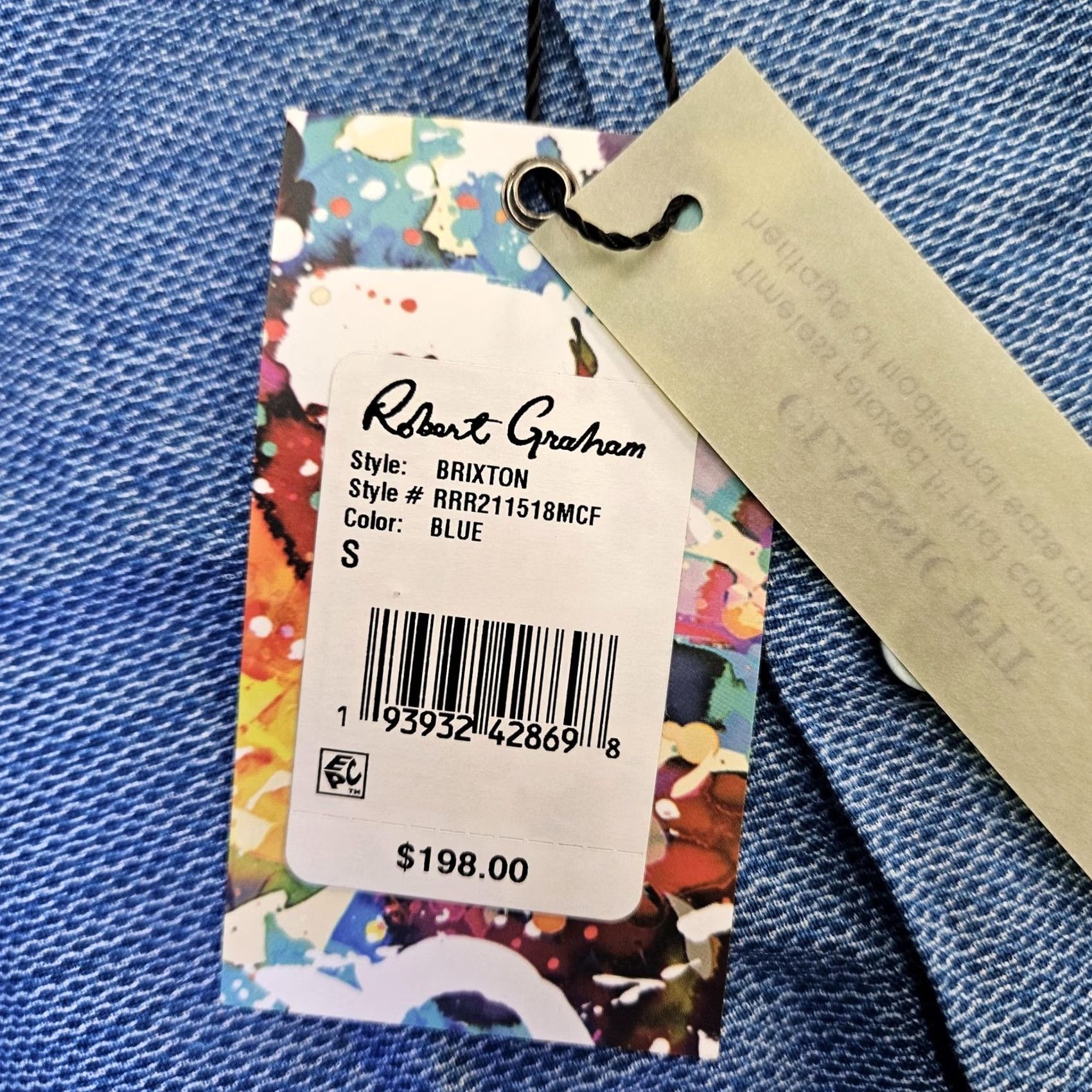 Robert Graham Robert Graham Shirt Mens Small Blue Brixton Geometric Long Sleeve Button Front Size US S / EU 44-46 / 1 - 3 Thumbnail