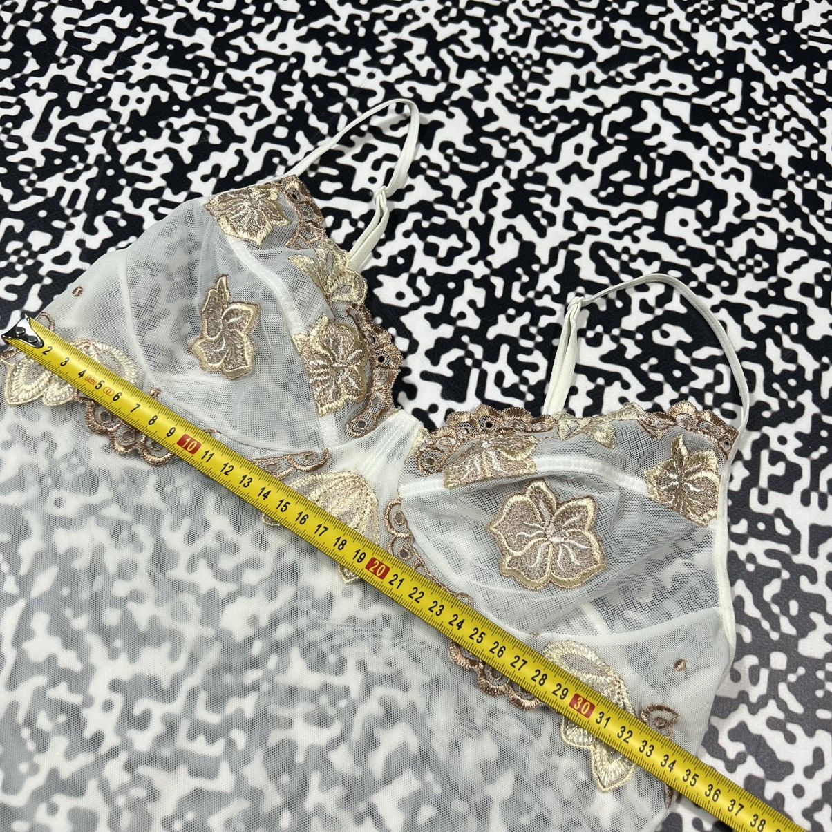 Japanese Brand Vintage Y2K Japanese Mesh Floral Sexy Retro Style Tank Top Size M / US 6-8 / IT 42-44 - 18 Thumbnail
