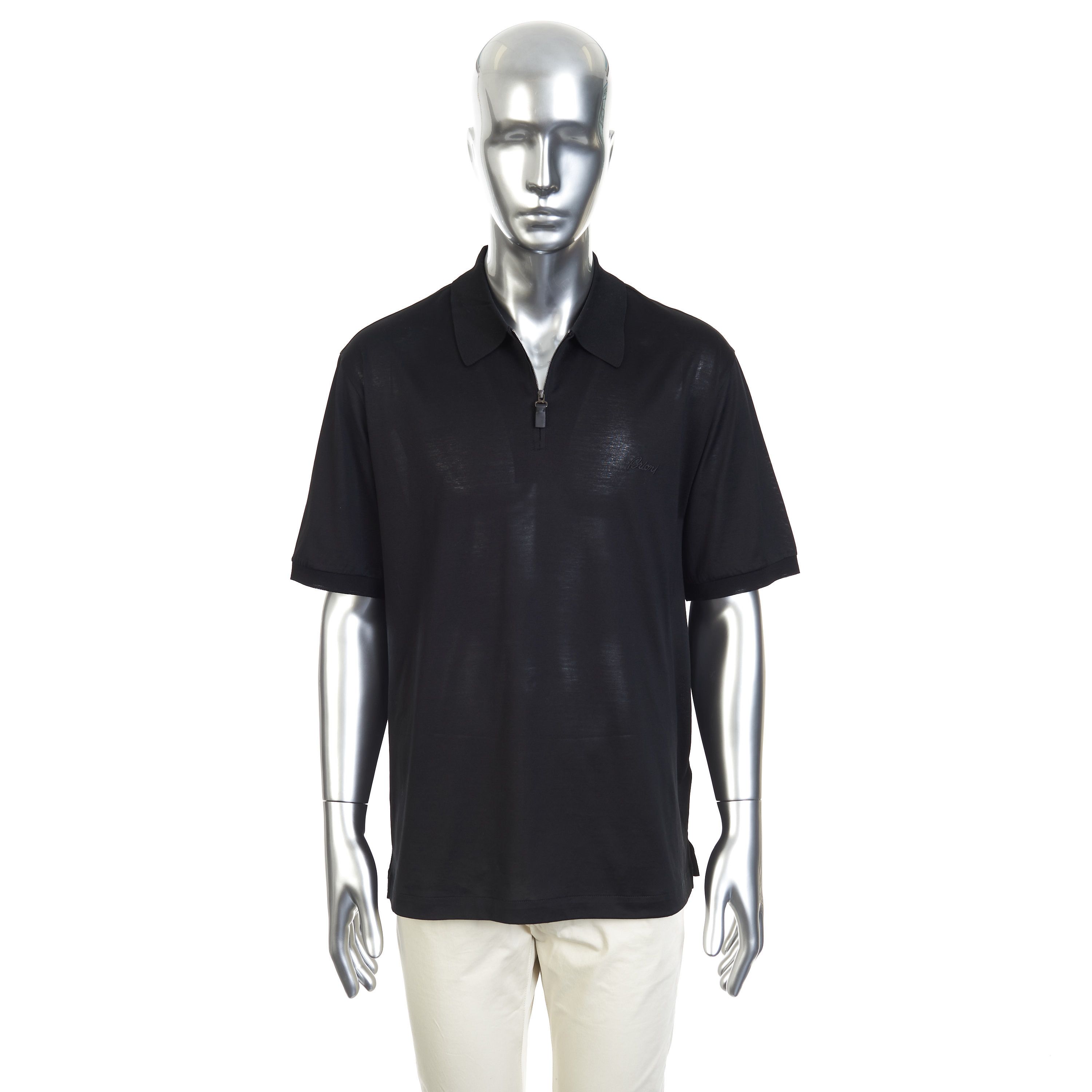 Brioni Zip Polo Shirt In Black Cotton 3XL Size US XXL / EU 58 / 5 - 2 Thumbnail