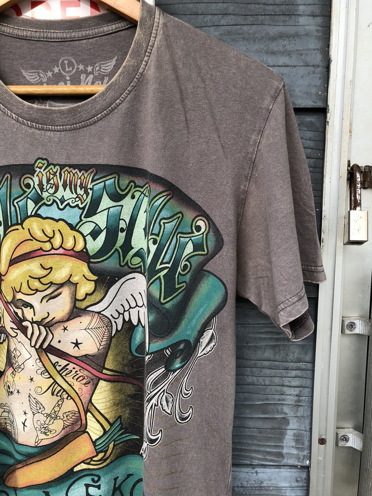 Ed Hardy × Vintage 🔥Vintage Y2K🔥 Shiroi Neko Art Like Christian Audigier Tee Size US L / EU 52-54 / 3 - 5 Thumbnail