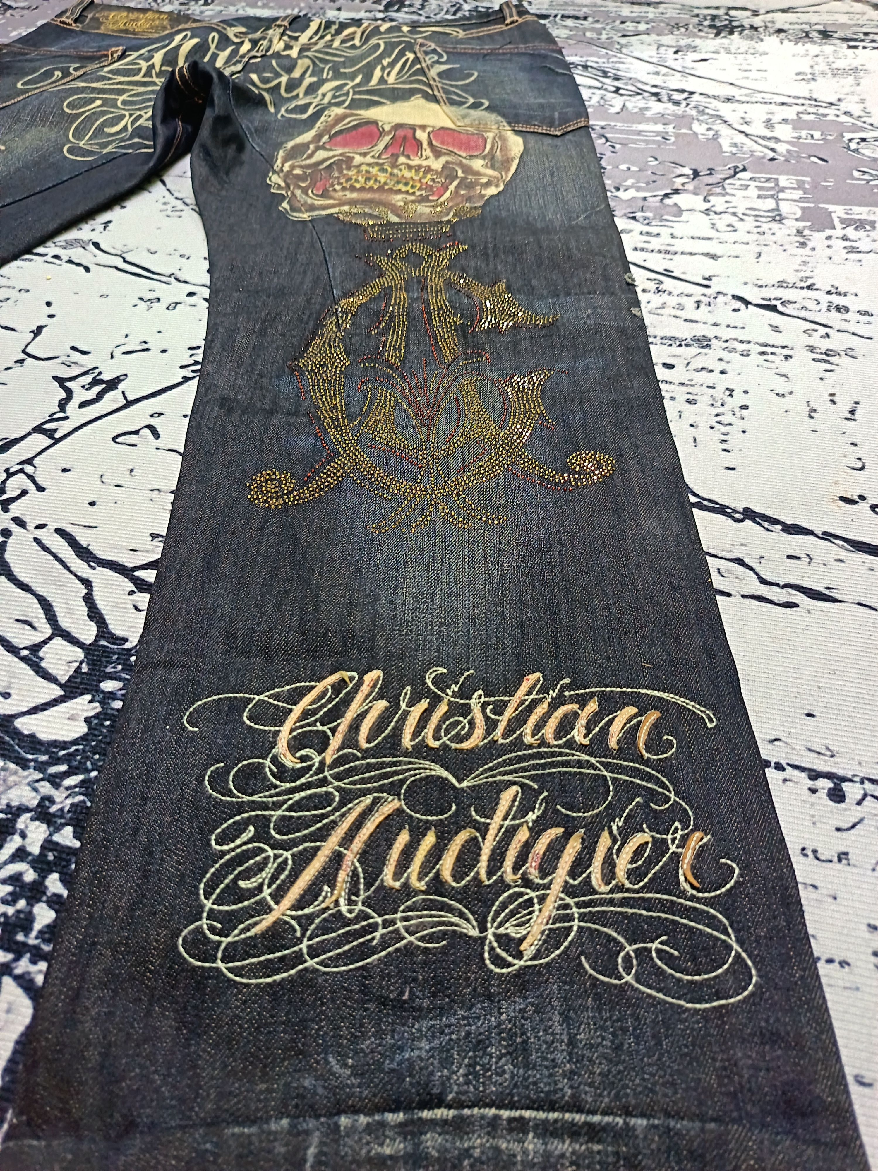 Christian Audigier Christian Audigier Embroidered Maria And Skull Denim Size US 39 - 5 Thumbnail
