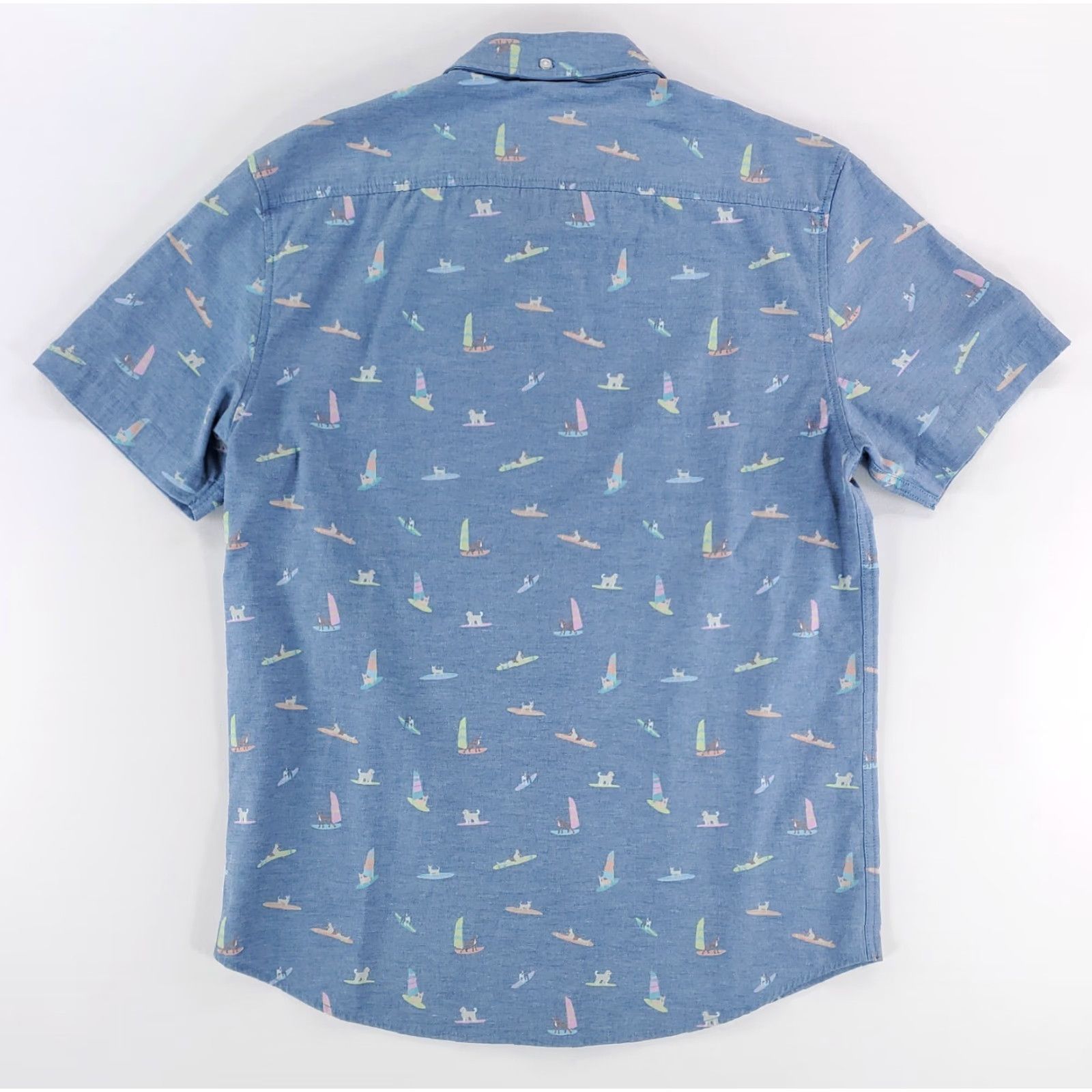Chubbies Chubbies Button Down Shirt Short Sleeve AOP Dogs Surfboards Blue Mens M Size US M / EU 48-50 / 2 - 4 Thumbnail