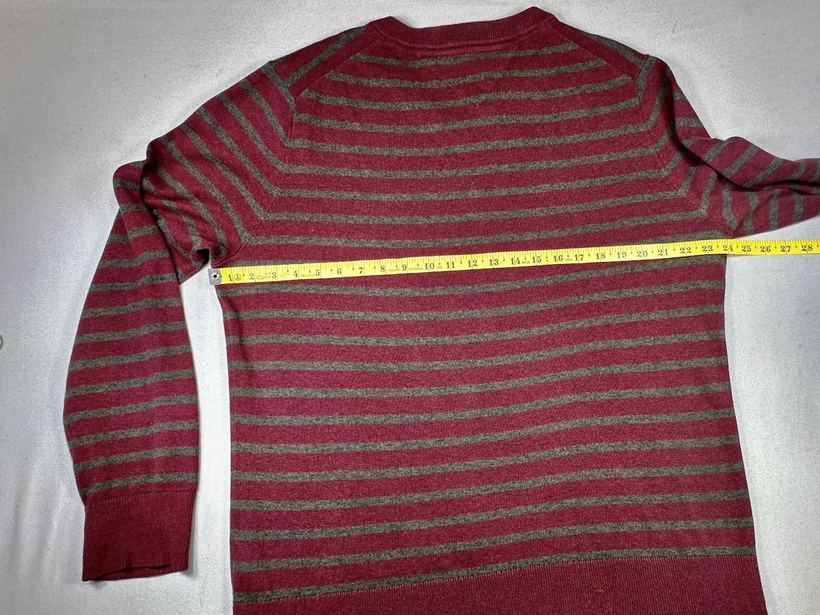 Tommy Hilfiger Tommy Hilfiger Men L Maroon/Gray Striped Pima Cotton Sweater Size US L / EU 52-54 / 3 - 4 Thumbnail