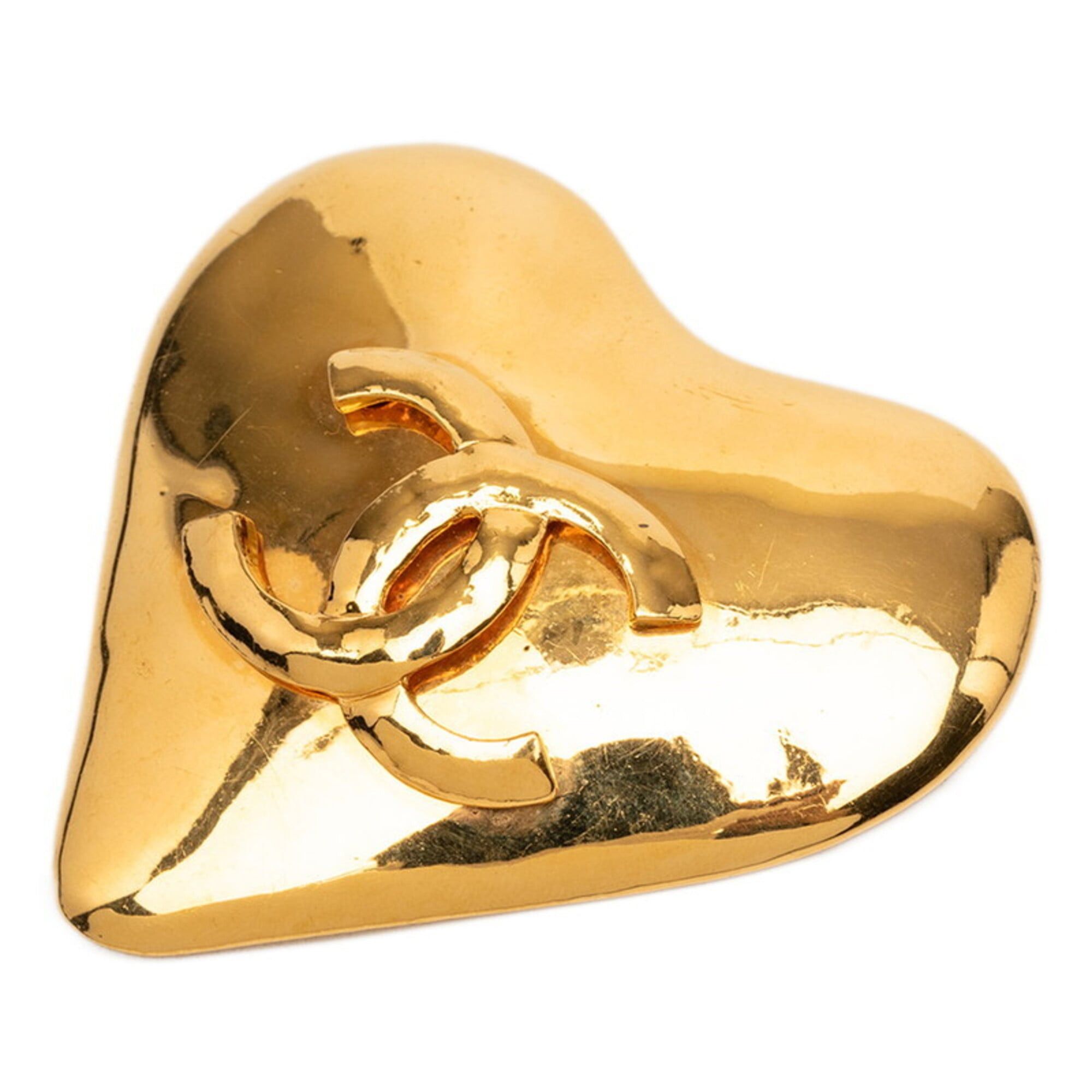 Chanel Chanel Coco Mark Heart Motif Brooch Vintage 93P Gold Plated Women's CHANEL Size ONE SIZE - 1 Thumbnail