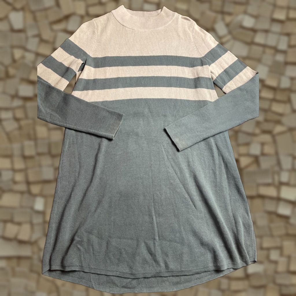 Free People VINTAGE Free People Sweater Women’s Size Medium Tan Green Striped Mock Neck Long Sleeve Size M / US 6-8 / IT 42-44 - 1 Thumbnail