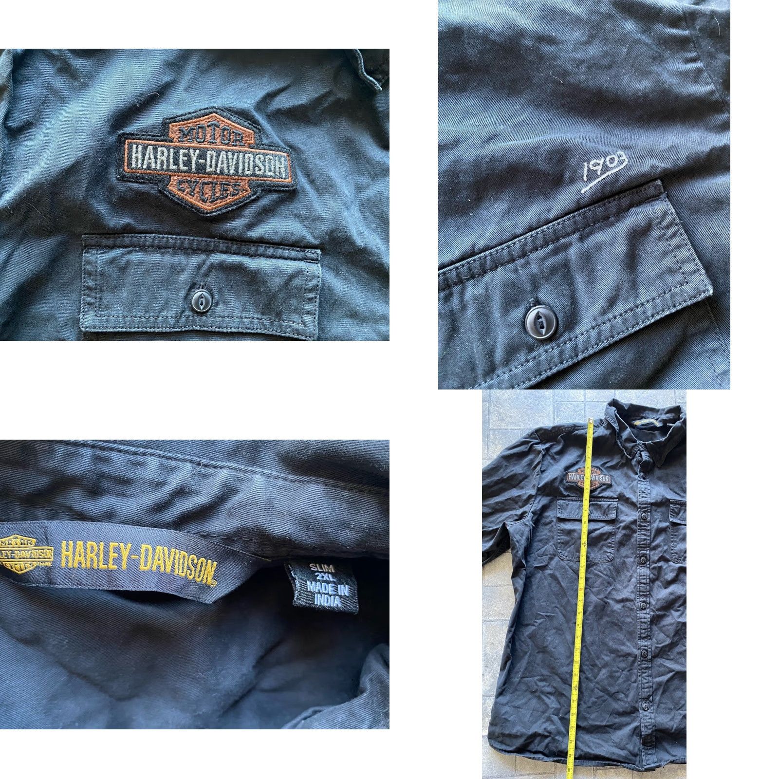 Harley Davidson Harley-Davidson Shirt Button-Up Long Sleeve Black 2XL Slim Mens Size US XXL / EU 58 / 5 - 8 Thumbnail