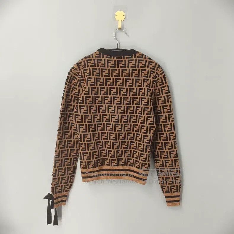 Fendi Fendi Brown FF All-Over Printed Arm Band Knit Sweater Size XXS / US 00 / IT 34 - 2 Thumbnail