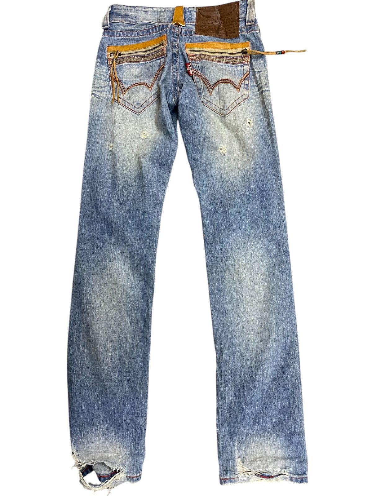 Edwin Edwin Japan Blue Trip Distressed Denim Jeans Aztec Size 28" / US 6 / IT 42 - 2 Thumbnail