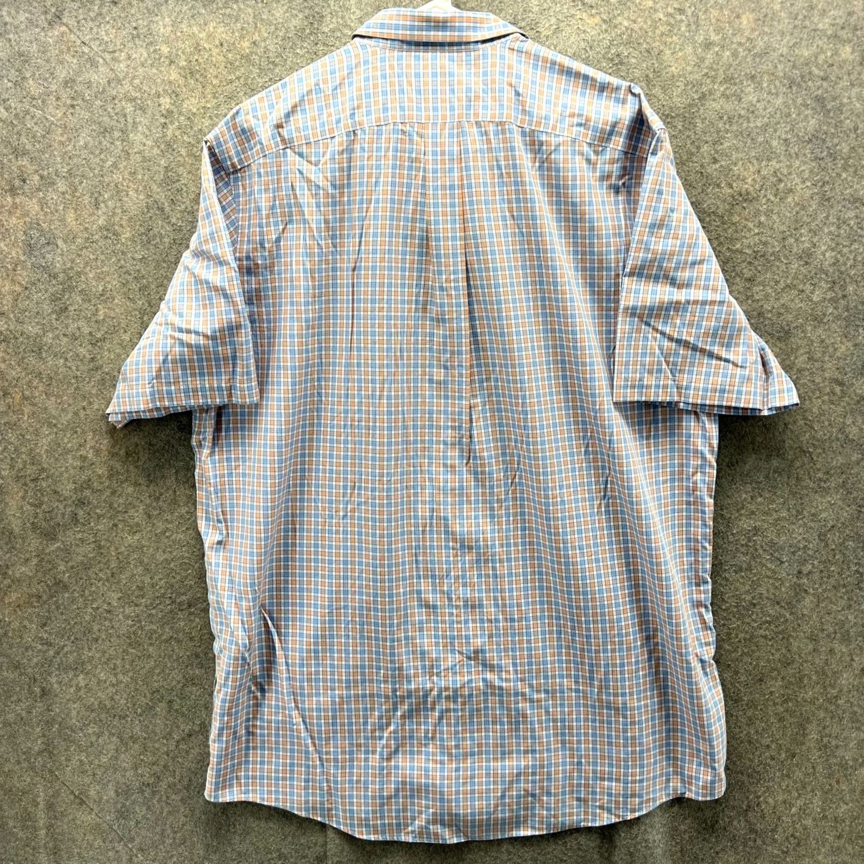 Vintage L.L. Bean Shirt Men Large Blue Orange Button Down Tall Gingham Short Sleeve Oxford Plaid First Size US L / EU 52-54 / 3 - 3 Thumbnail