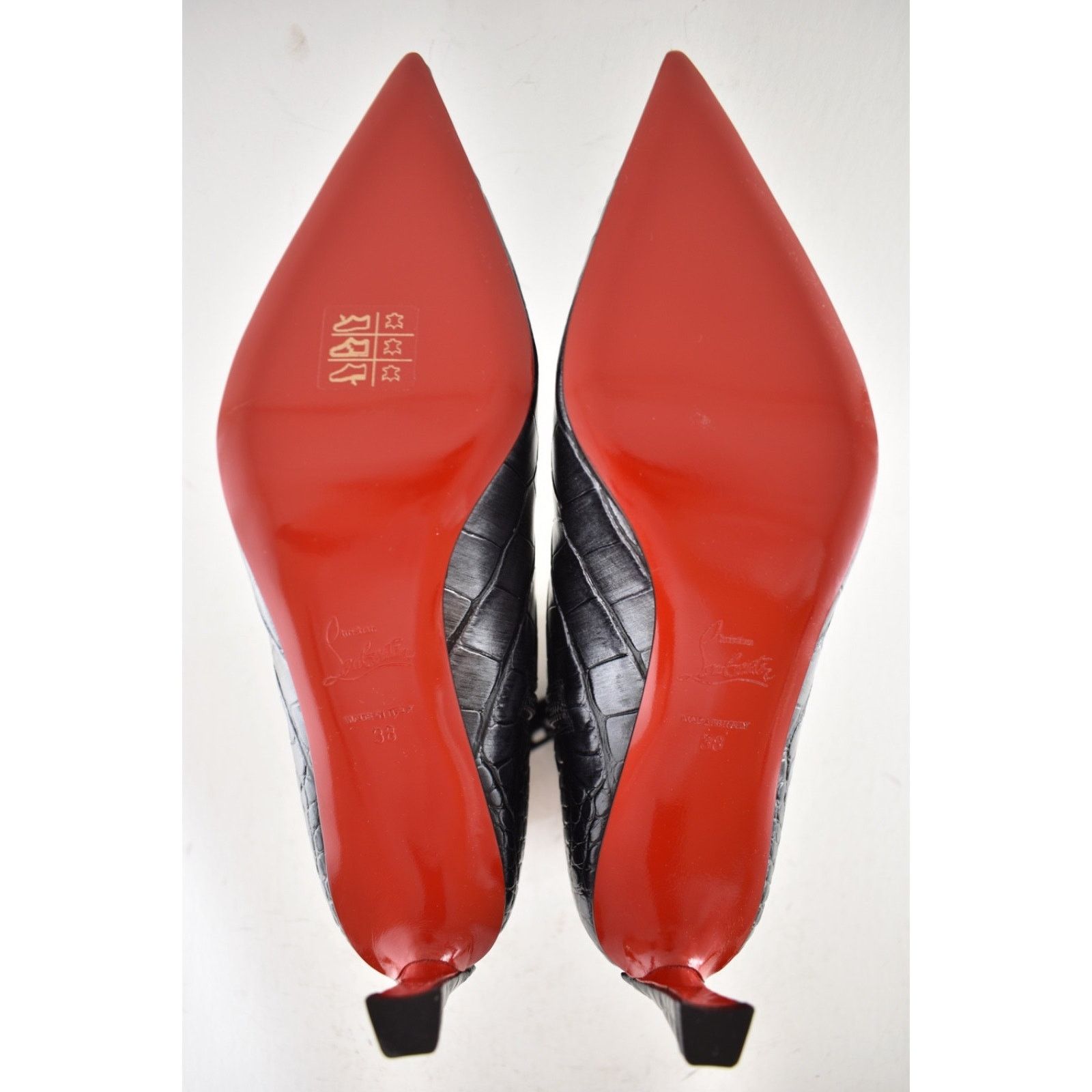 Christian Louboutin Christian Louboutin Condora Booty 55 Black Silver Croc Ali Size US 8 / IT 38 - 15 Thumbnail