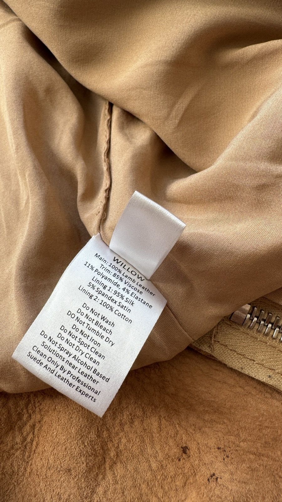 Genuine Leather Willow Soft Cognac Lambskin Leather Zippers Detail Jacket Size M / US 6-8 / IT 42-44 - 12 Thumbnail