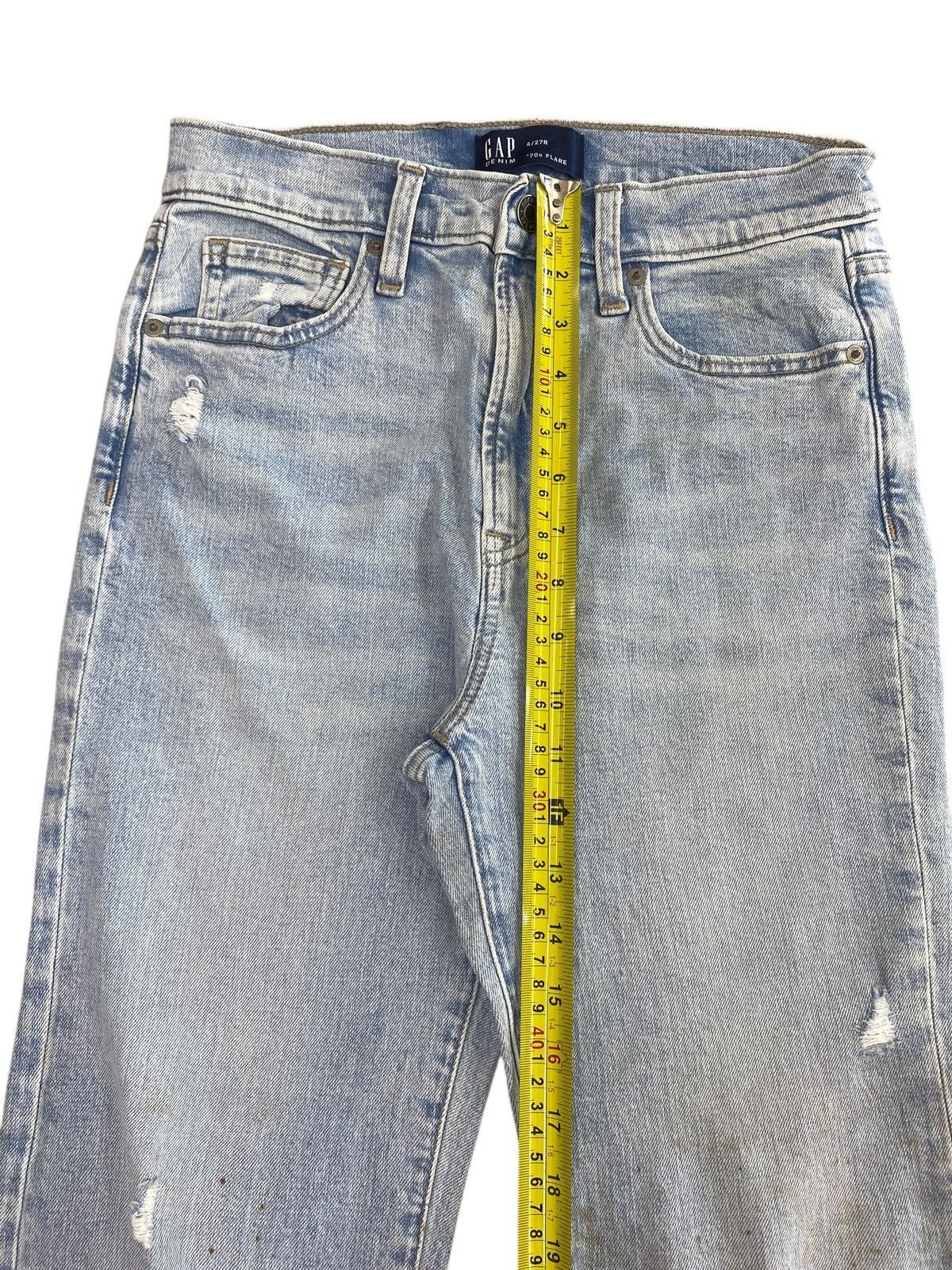 Gap Gap Acid Blue Wash Ripped Style Flare Jeans Size US 27 - 8 Thumbnail