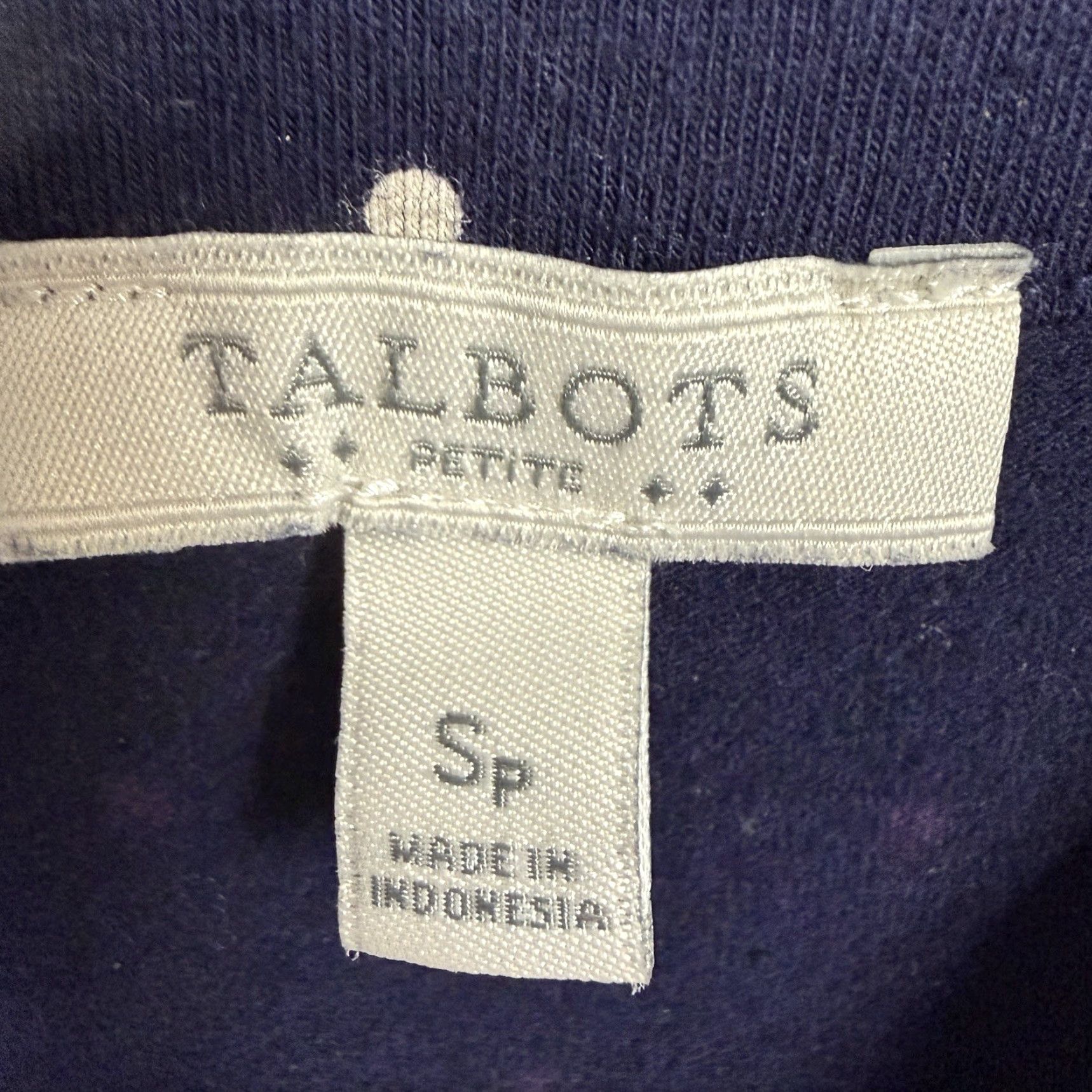 Talbots Talbots Dress Petite Small Polka Dot Ruffle Trim Retro Office Chic Sleeveless V-Neck Knee Length Cotton Spandex Sheath Blue Womens Size S / US 4 / IT 40 - 6 Thumbnail