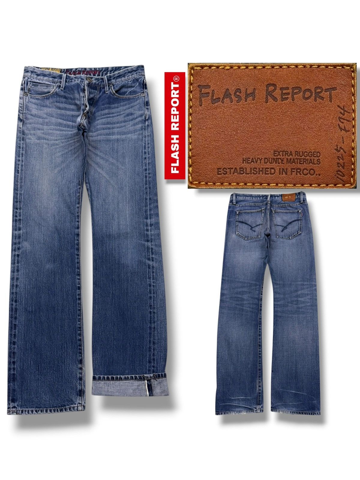 Japanese Brand Vintage Flash Report Selvedge Denim Jeans | Vintage Fade W31 Size US 31 - 1 Thumbnail