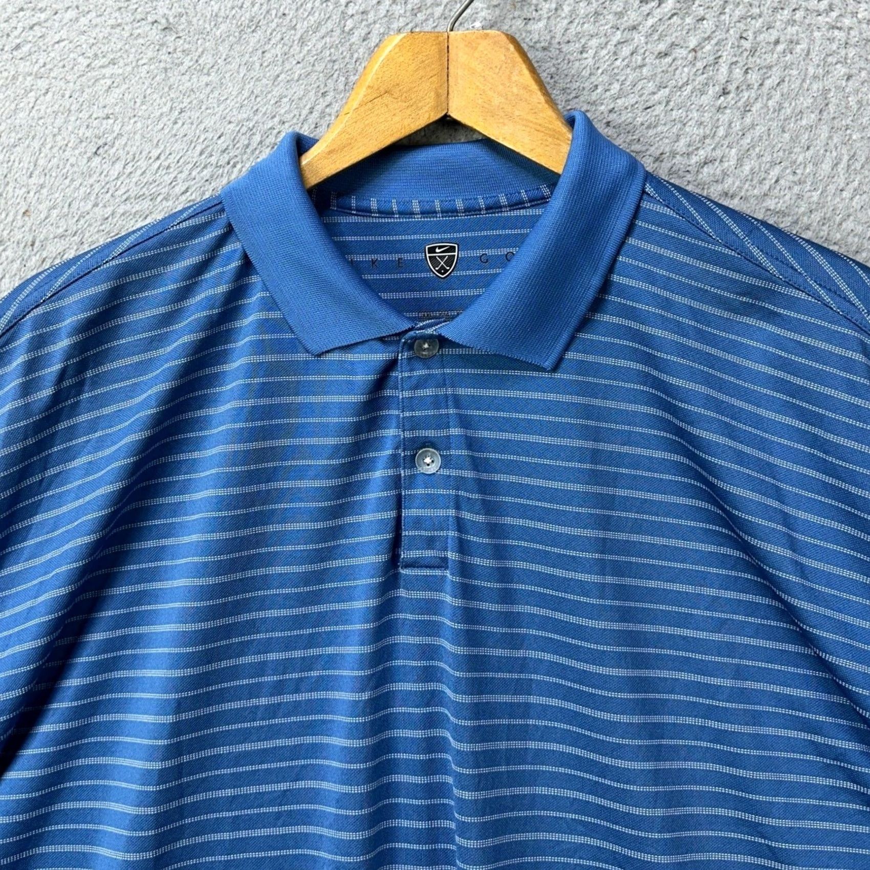 Nike Nike Fit Dry Mens 2XL Shirt Polo Blue Stripe Short Sleeve Golf Rugby Bre breathable Striped Dri-Fit Performance Polo Mens Size US XXL / EU 58 / 5 - 6 Thumbnail