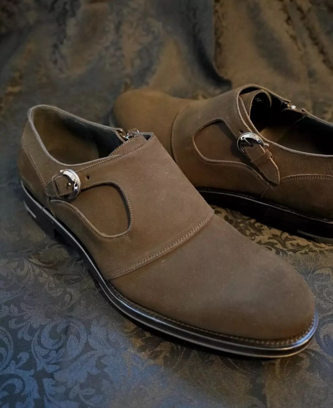 Salvatore Ferragamo Savona Buck Suede Monk Strap Shoe, unworn Size US 9.5 / EU 42-43 - 16 Thumbnail