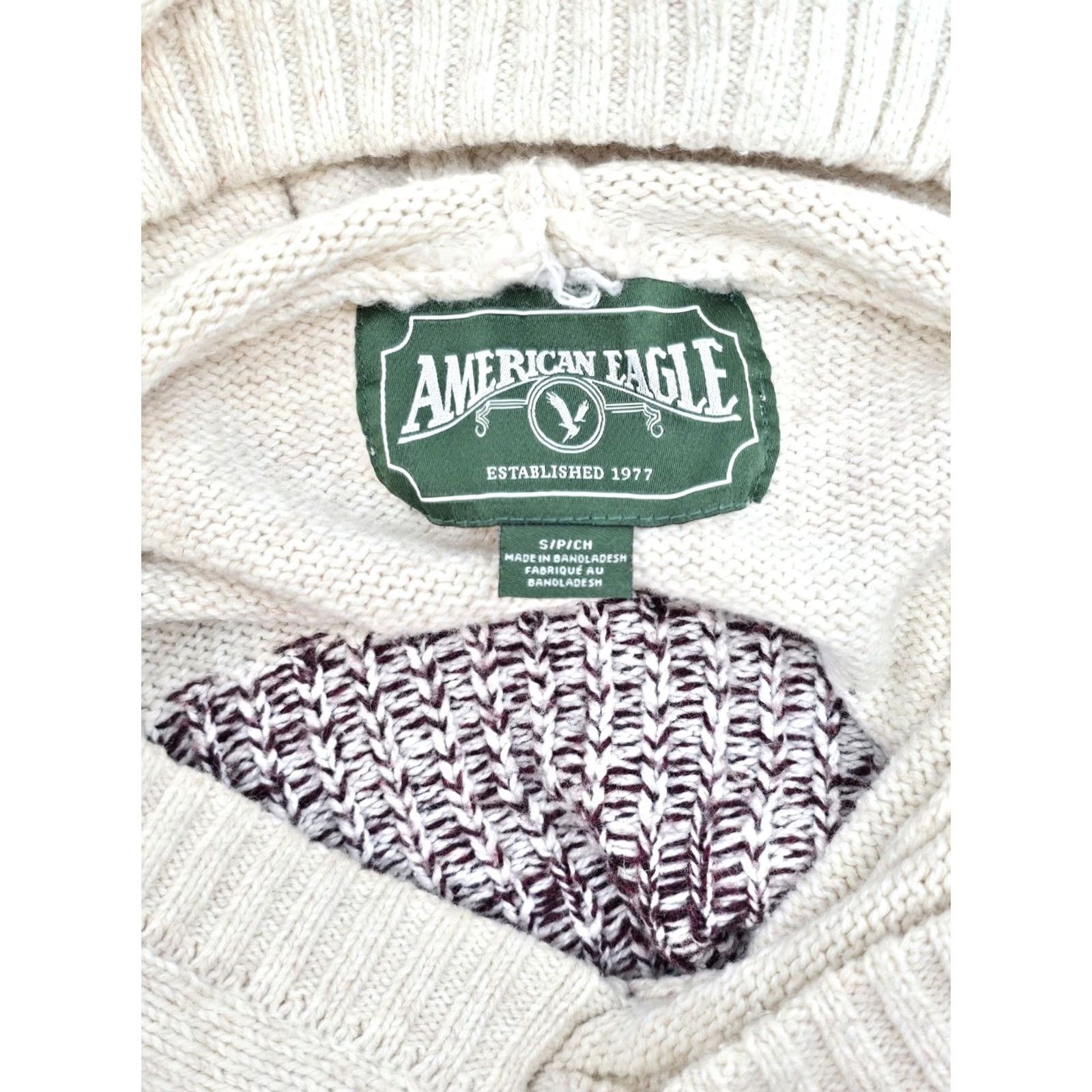 American Eagle Outfitters American Eagle Outfitters Sweater - Men’s Beige Aztec Knit Hooded - Size S Size US S / EU 44-46 / 1 - 7 Thumbnail