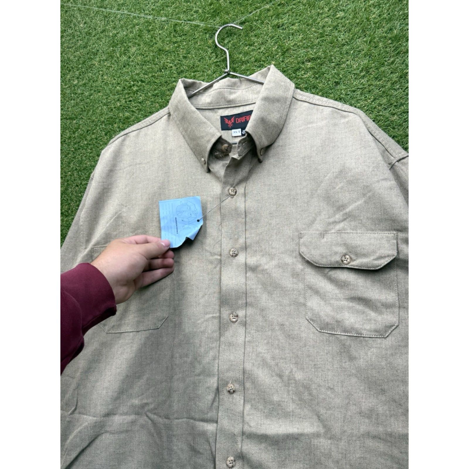 Denime Drifire Button-Up Shirt Mens 3XLT Denim Chambray Casual Workwear Beige 90s Classic Shirt Mens Size US XXL / EU 58 / 5 - 5 Thumbnail