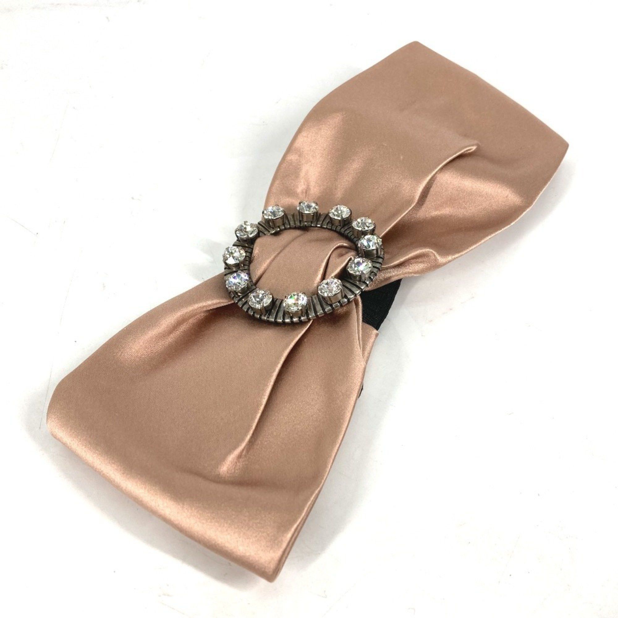 MIUMIU Miu Beaded Rhinestone Headband Hair Accessory Viscose and Silk Women's Pink