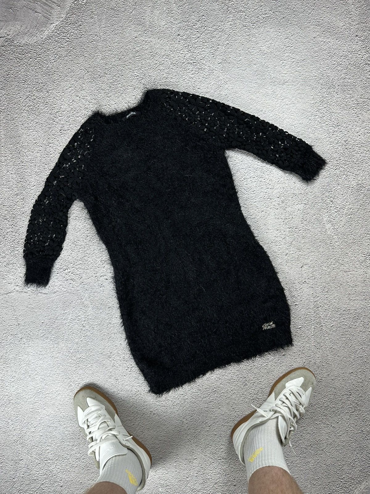 Just Cavalli Just Cavalli Black Fuzzy Knit Mini Dress Size S Size S / US 4 / IT 40 - 1 Thumbnail