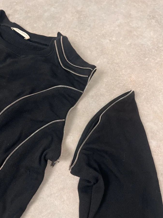 Saint Laurent Paris SS2015 Saint Laurent Multi Zips Black Crewneck Sweater by Hedi Slimane Size US S / EU 44-46 / 1 - 8 Thumbnail