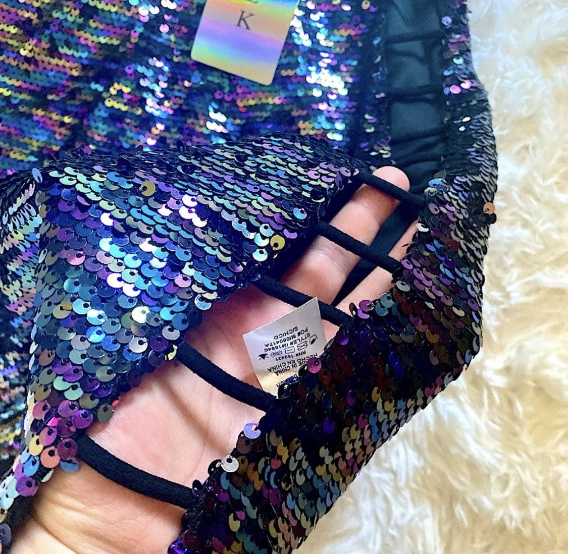 Other GORGEOUS SPARKLY SEQUIN SIDE LADDER CUTOUT MINI SKIRT SZ S Size 26" / US 2 / IT 38 - 3 Thumbnail