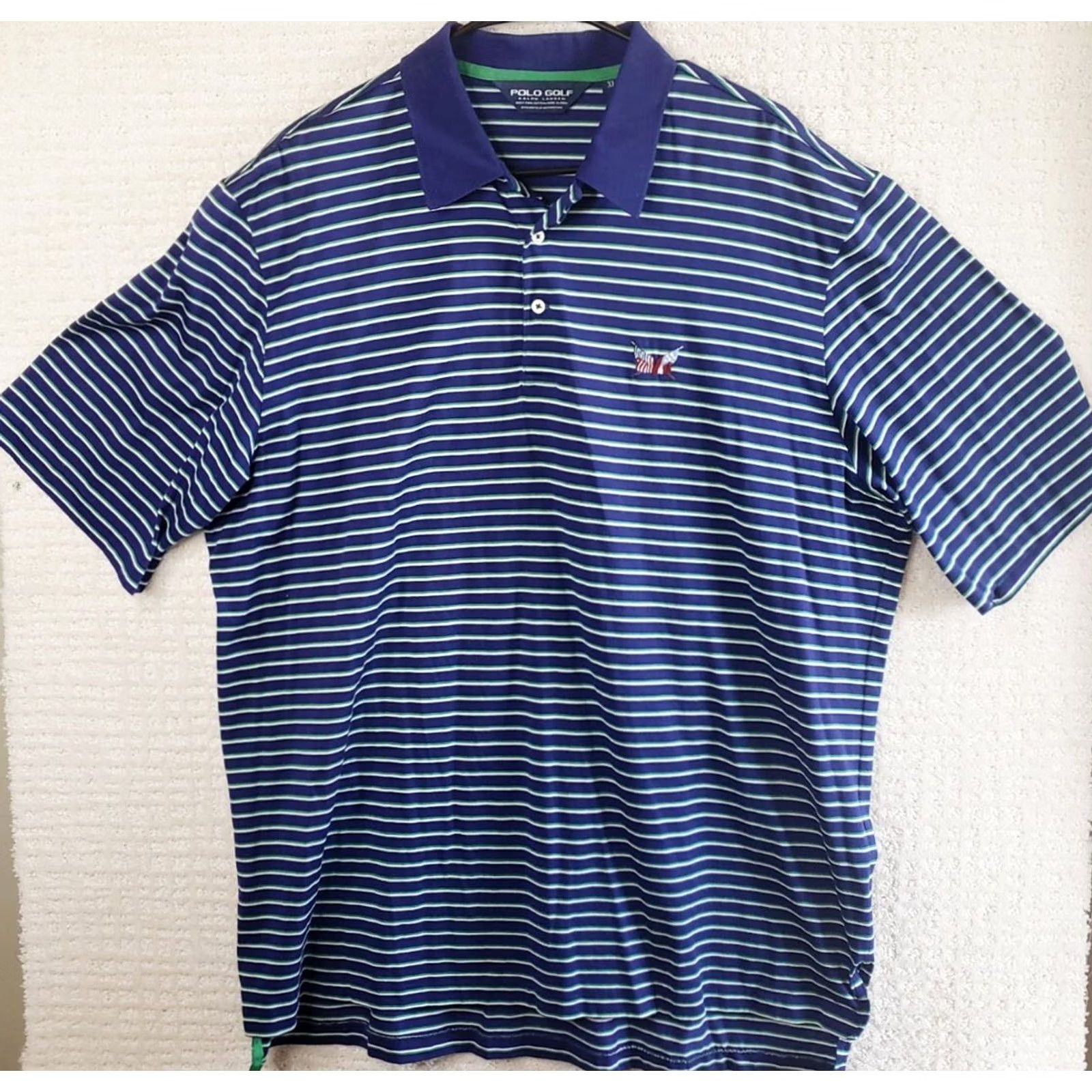Ralph Lauren VINTAGE Polo Golf Ralph Lauren Polo Shirt Mens XL Blue Green Stripe Short Sleeve Stretch Size US XL / EU 56 / 4 - 2 Thumbnail