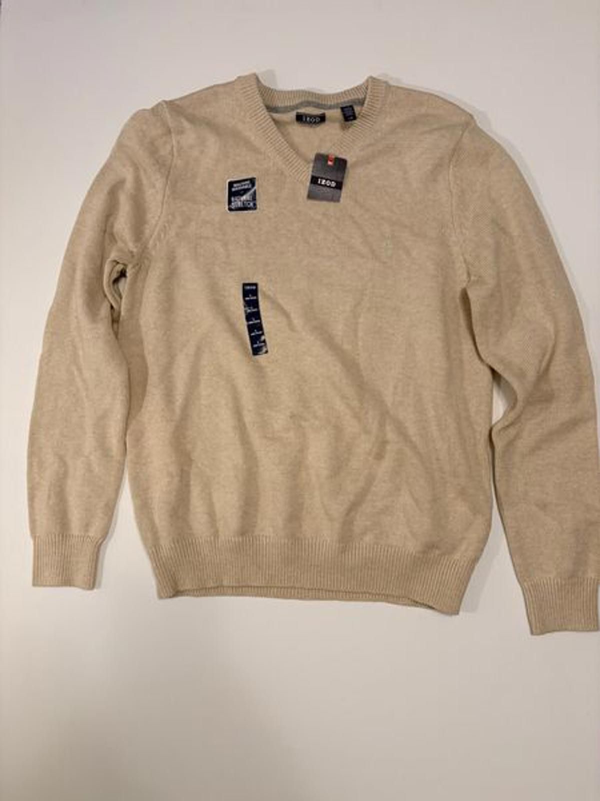 Izod Izod Men's Cream V-Neck Sweater (Size L) Size US L / EU 52-54 / 3 - 1 Thumbnail