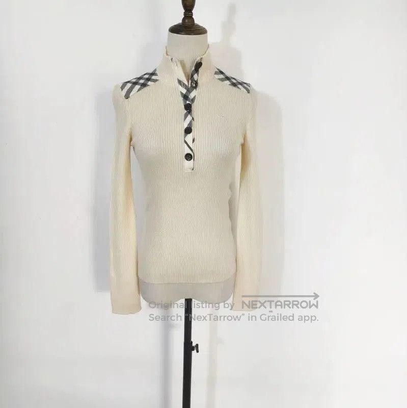 Burberry Burberry Women’s Cream Wool Long Sleeve Knit Top. Size M / US 6-8 / IT 42-44 - 3 Thumbnail