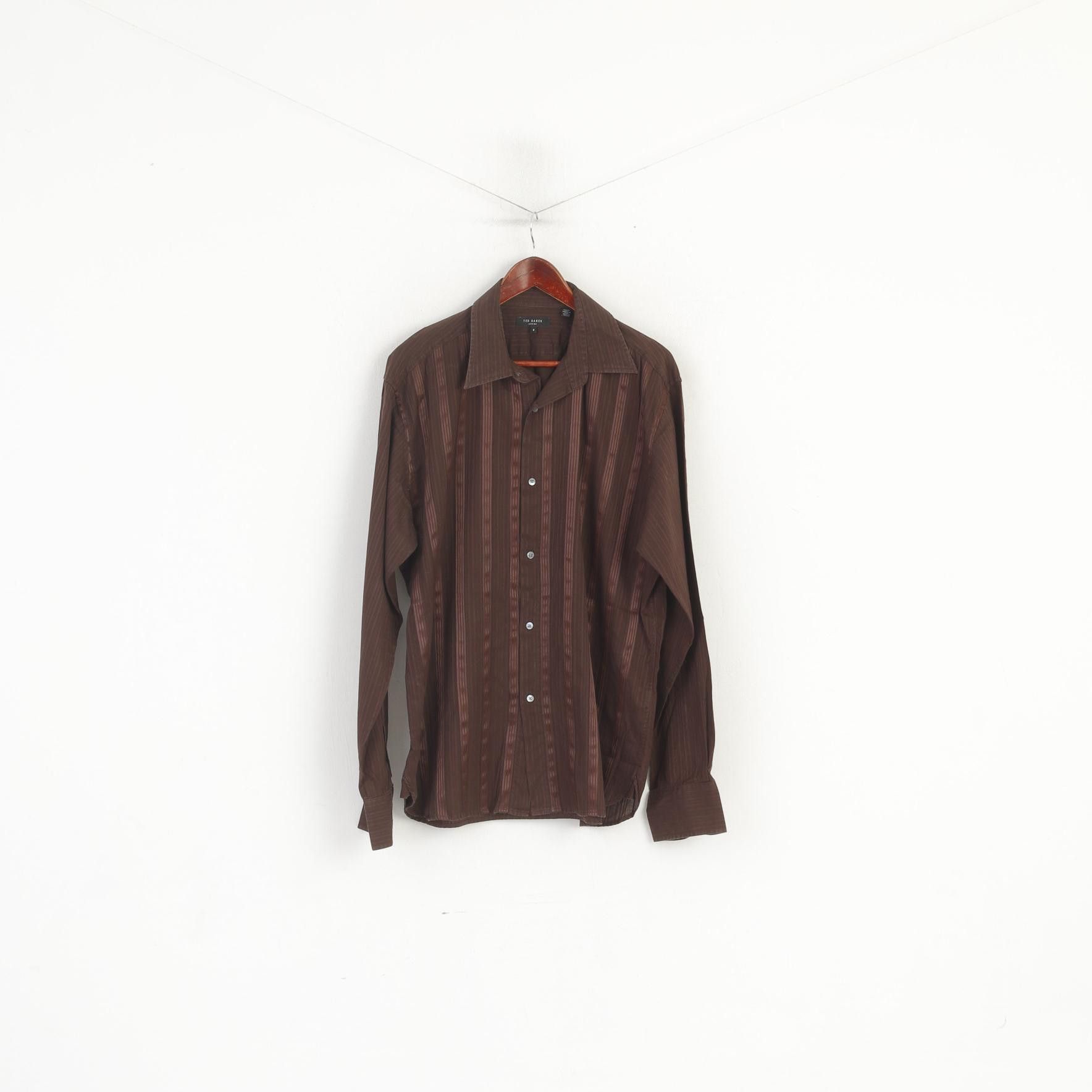 Ted Baker Ted Baker London Men 6 XL Casual Shirt Brown Shiny 6405 Size US XL / EU 56 / 4 - 2 Thumbnail
