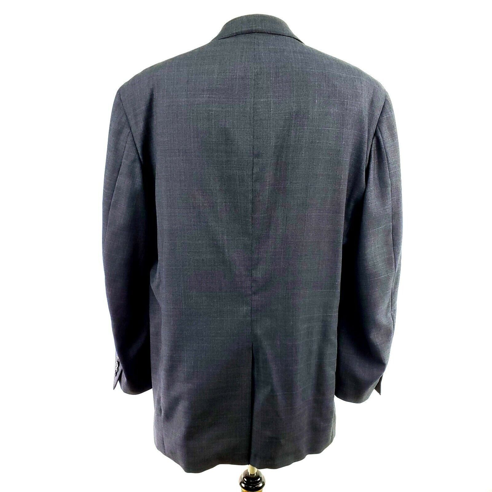 Samuelsohn Samuelsohn 44L 2 Button Glen Plaid Windowpane Gray Wool Supe Size 44L - 6 Thumbnail
