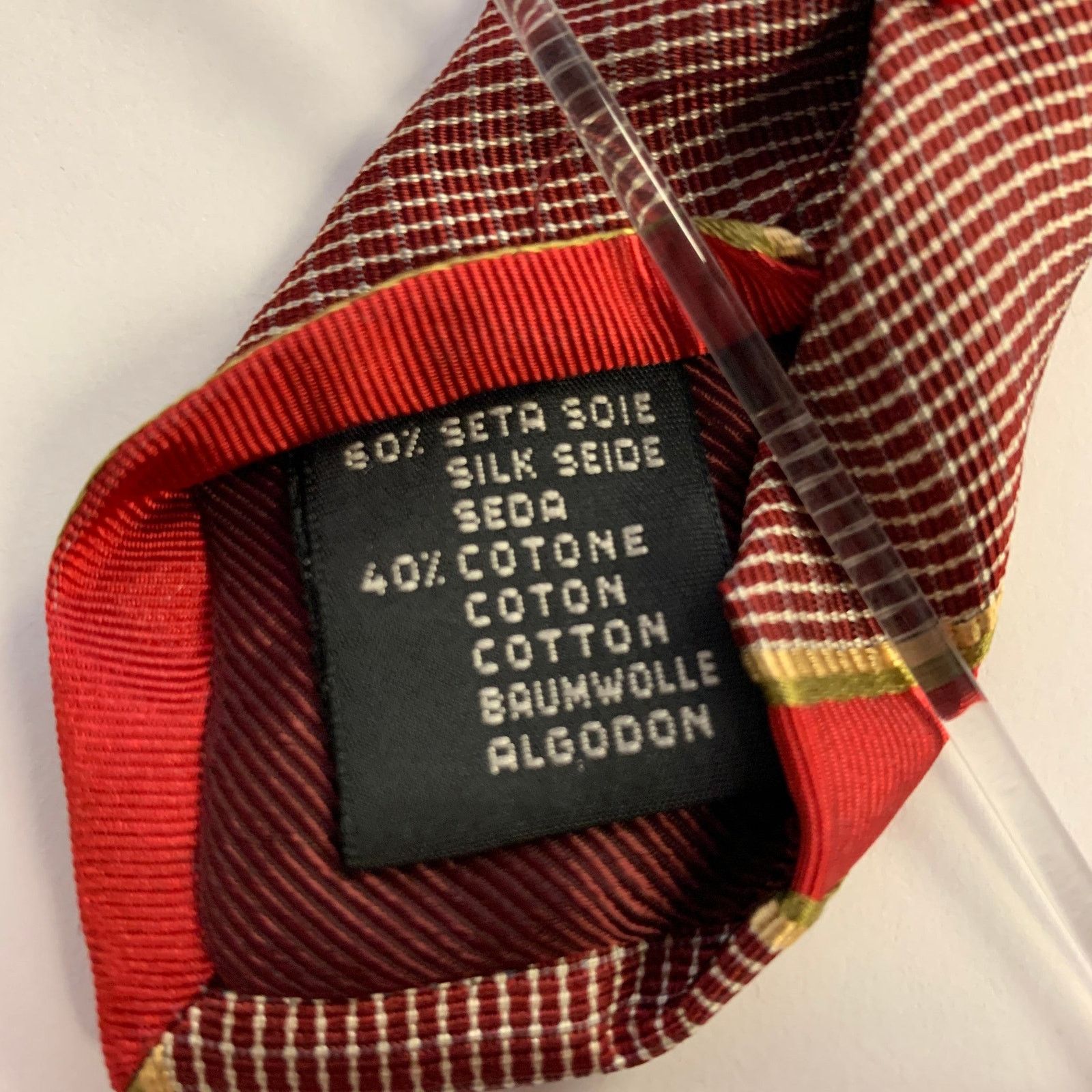 Ermenegildo Zegna ERMENEGILDO ZEGNA One Size Red Gold Diagonal Stripe Silk Tie Size ONE SIZE - 3 Thumbnail