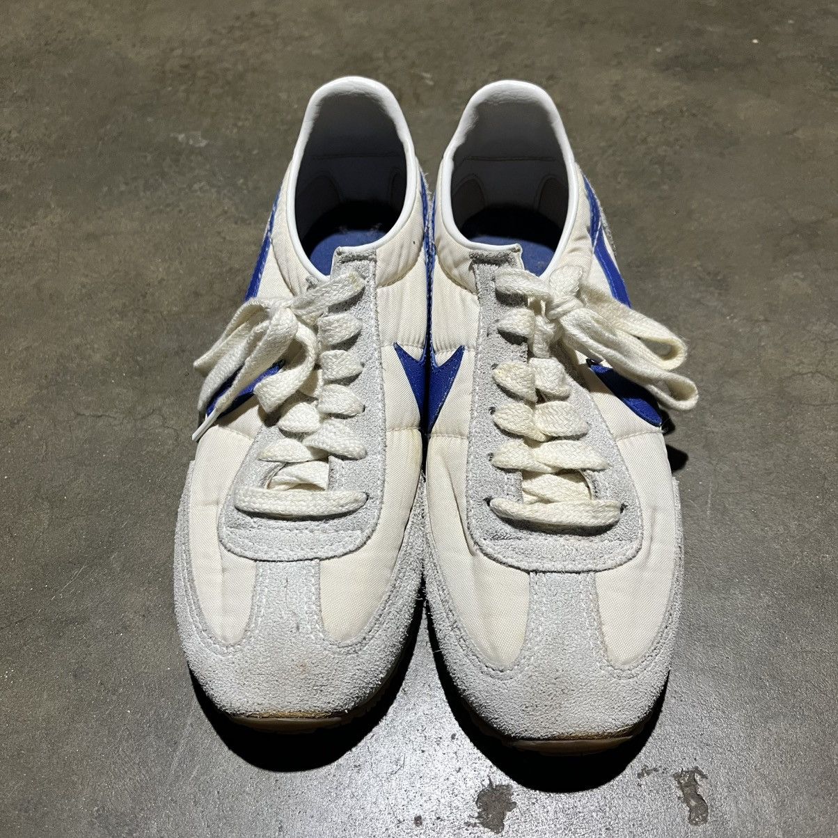 Nike × Vintage Vintage 80s Nike Cortez Cream/Blue Leather Suede Shoes Size US 6.5 / EU 39-40 - 2 Thumbnail