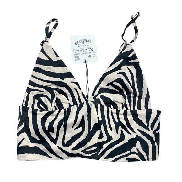 Zara Zara Zebra Print Silky Bralette With Adjustable Straps Size XS / US 0-2 / IT 36-38 - 1 Thumbnail