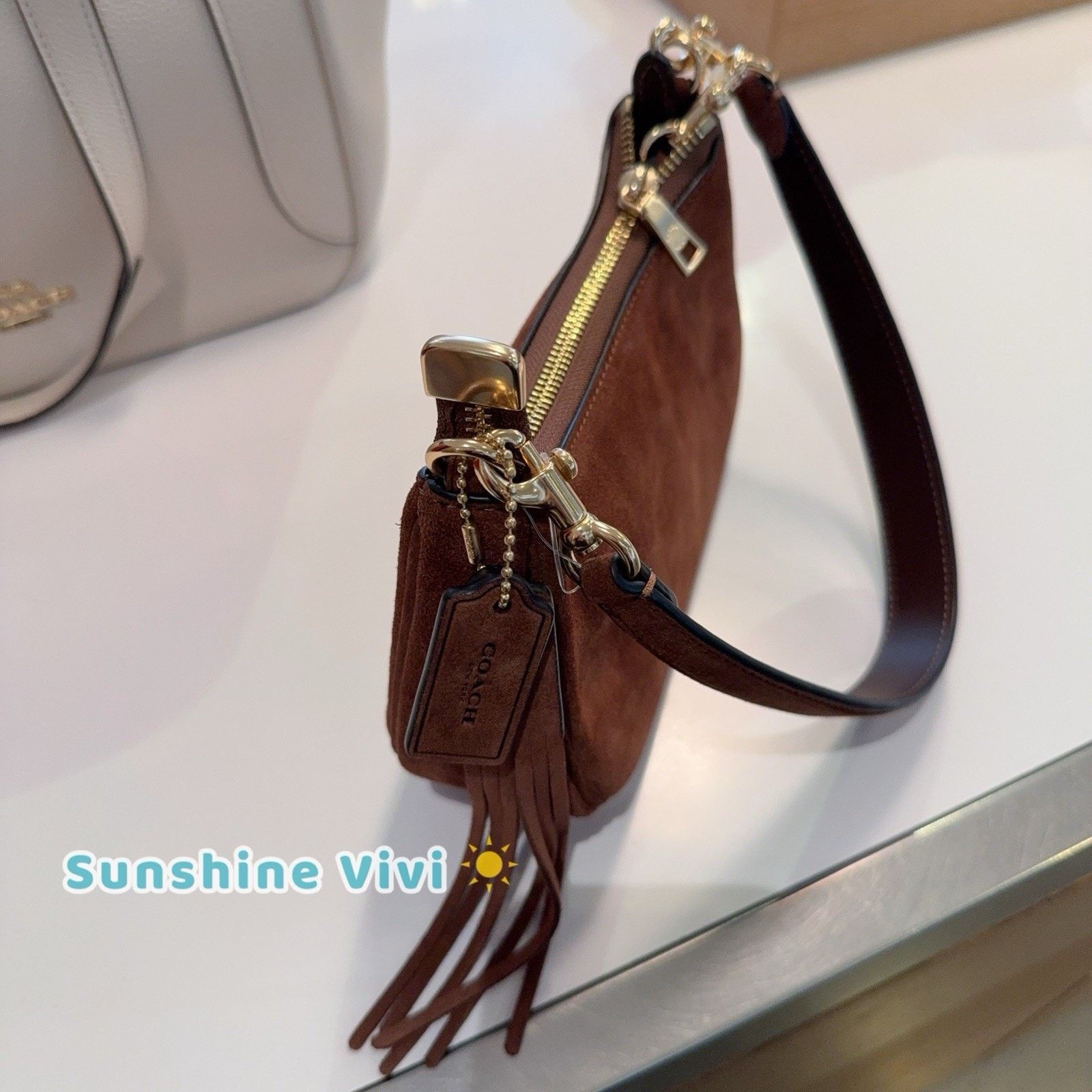 Coach NWT Coach Teri Mini Crossbody Bag CCE42 Suede Vintage Brown Size ONE SIZE - 6 Thumbnail