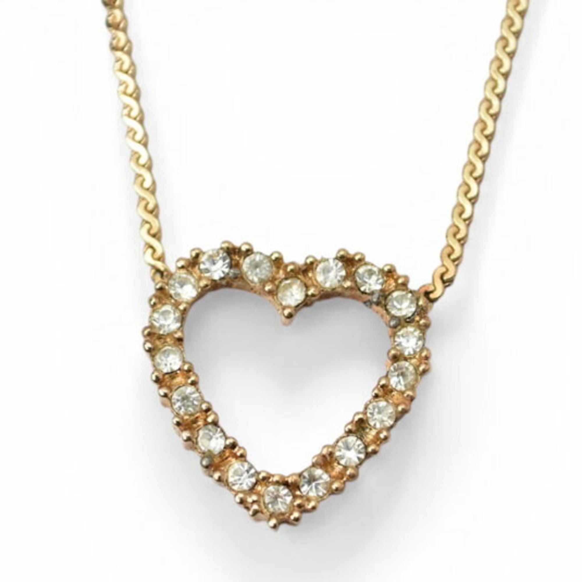 Dior Christian Dior Necklace Pendant, Heart Motif, Rhinestone, Gold Size ONE SIZE - 1 Thumbnail