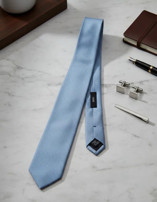 Hugo Boss HUGO BOSS SILK BLUE TIE - FASHIONELLA Size ONE SIZE - 5 Thumbnail