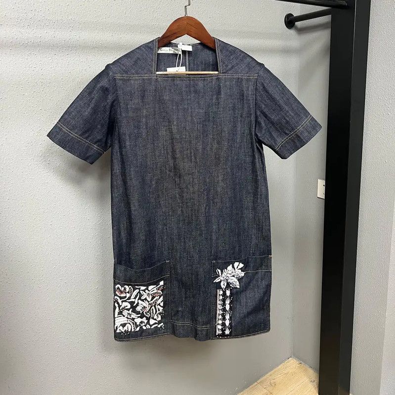 Dior Dior Short Sleeve Denim Dress for Women 0089 Size S / US 4 / IT 40 - 1 Thumbnail