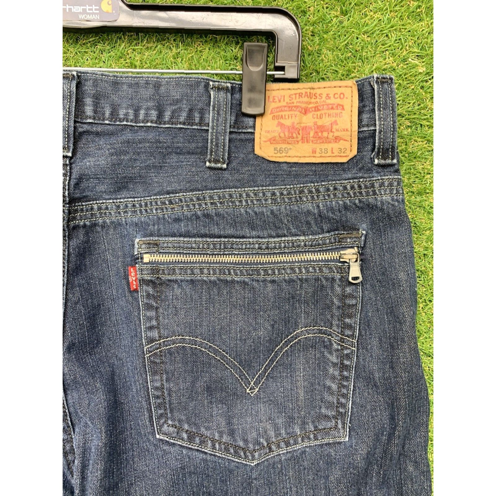 Levi's Levi's 569 Jeans Mens Large Regular Dark Wash Denim Zip 5-Pocket Straight Casual Pants 38x32 Mens Size US 38 / EU 54 - 3 Thumbnail