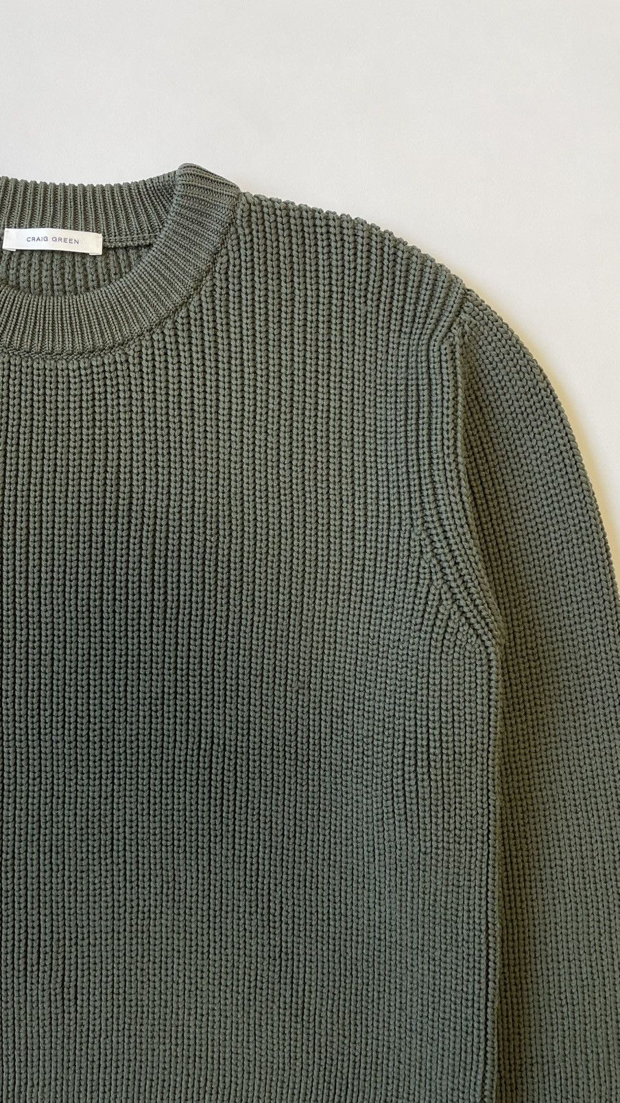Craig Green Sample Olive Tech Ribbed Knit Sweater Size US M / EU 48-50 / 2 - 6 Thumbnail