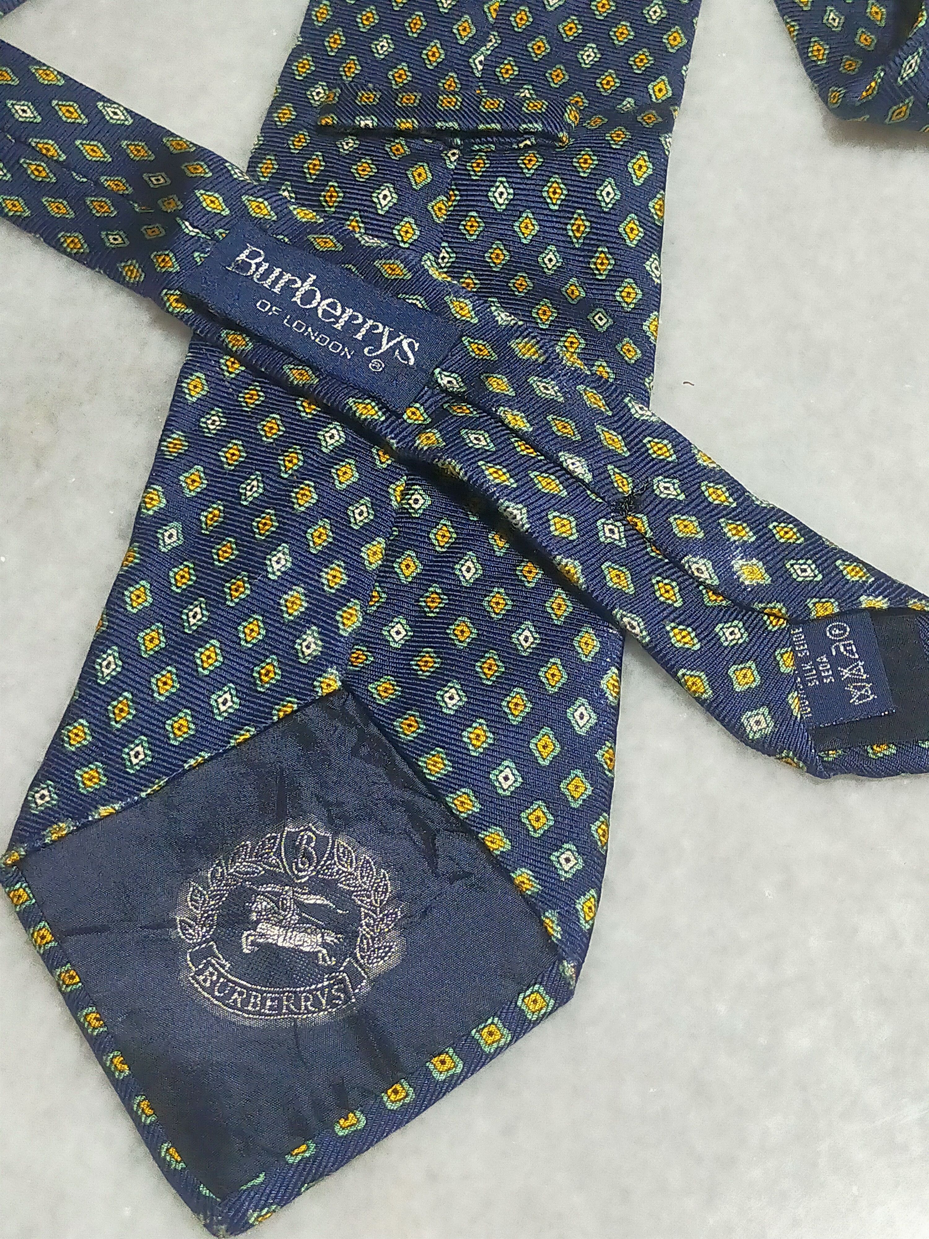 Burberry × Vintage BURBERRYS VINTAGE YELLOW DIAMOND PATTERN SILK TIE Size ONE SIZE - 6 Thumbnail