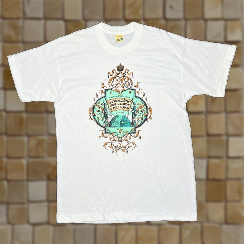 Vintage VINTAGE THE WORLD’S FIRST SHOP FOR SCOUTS Single Stitch T-Shirt Large White Mens T-Shirt 80s Scouts Gift Decade 80s Size US L / EU 52-54 / 3 - 1 Thumbnail