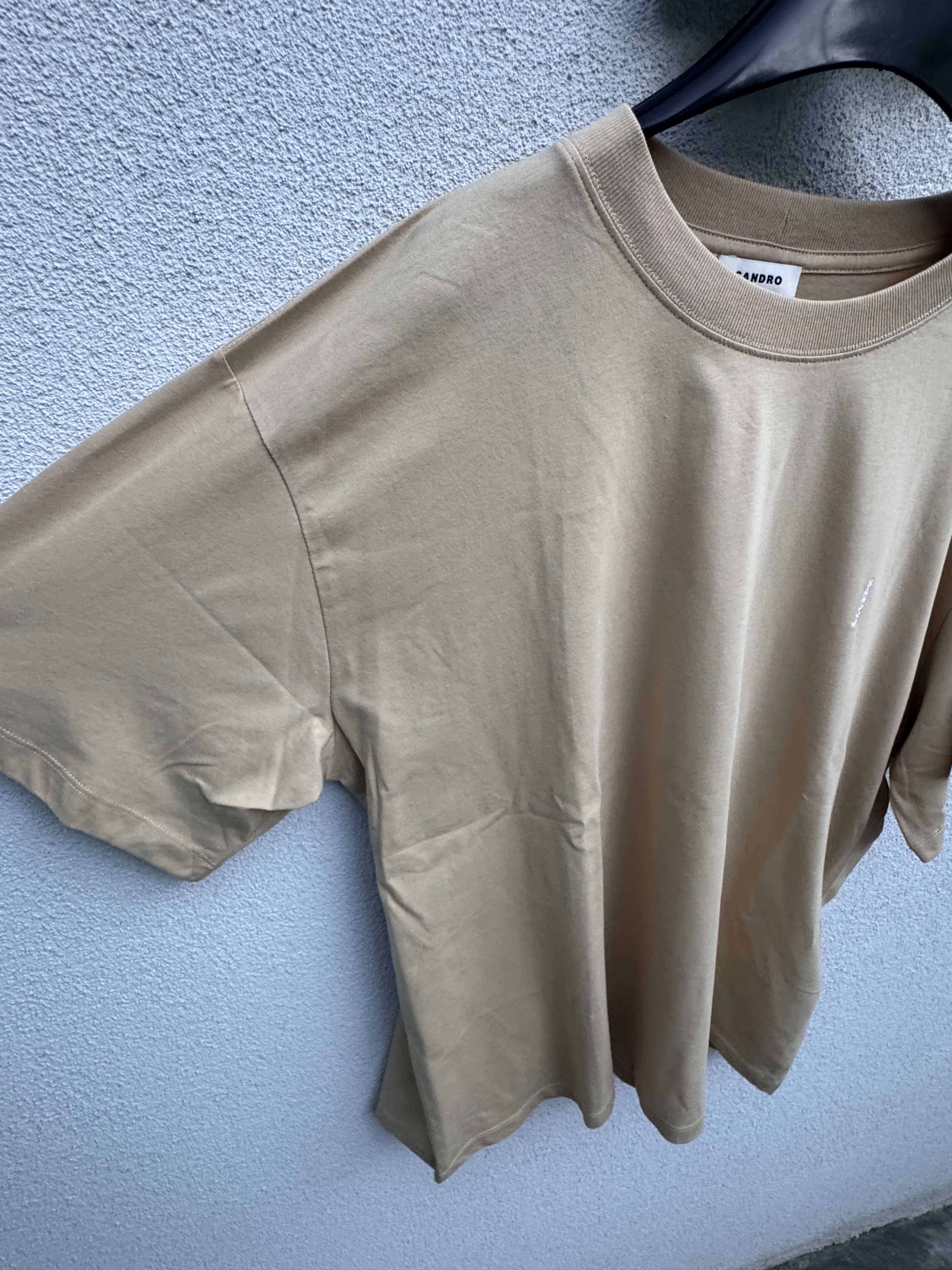 Sandro Thom Men Unisex Moonbeam Beige T-Shirt Cotton Modal Size M Size US M / EU 48-50 / 2 - 8 Thumbnail