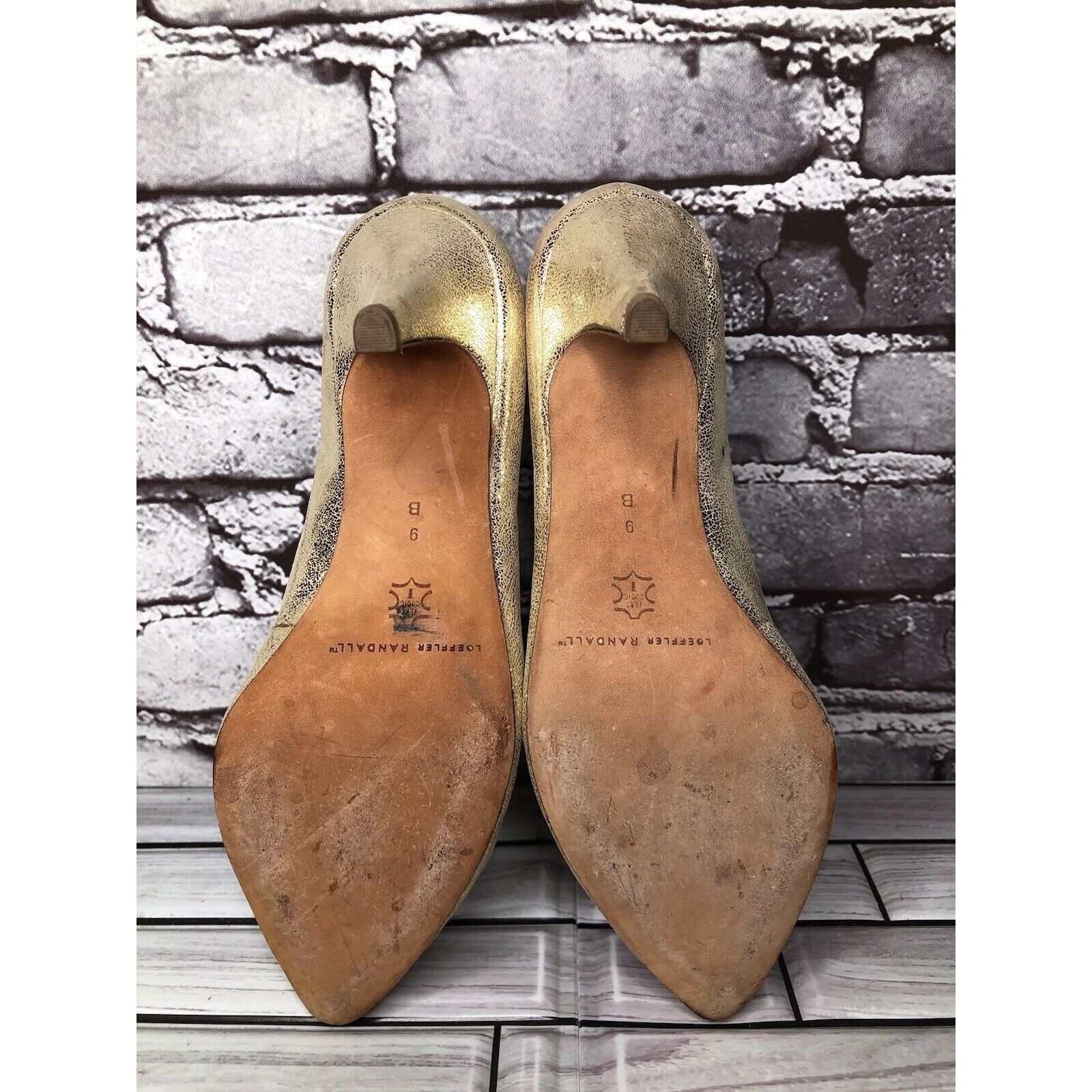 Loeffler Randall Loeffler Randall Gold Leather Shimmer Pointed Toe High Heels Size US 9 / IT 39 - 8 Thumbnail